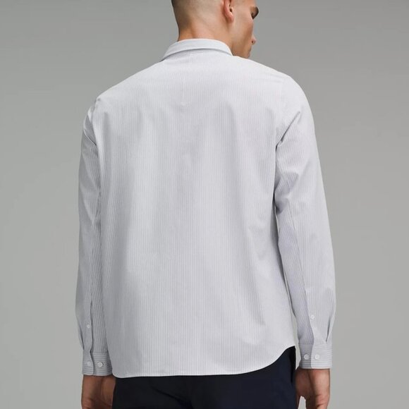 Lululemon New Venture Classic Fit LS Shirt ISWB Blue/White Thin Stripe - Picture 4 of 9